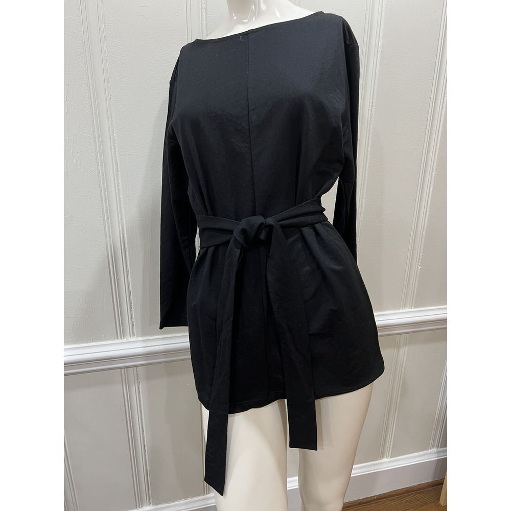 Kenneth Cole Blouse Women's Black Snap On 3/4 Sleeve Shirt Pullover Small NWT